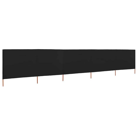 5-panel Wind Screen Fabric 600x160 cm Black 5-panel Wind Screen Fabric 600x160 cm Black