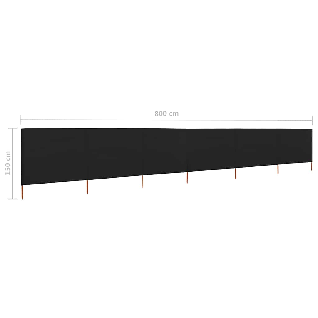 47178 vidaXL 6-panel Wind Screen Fabric 800x120 cm Black
