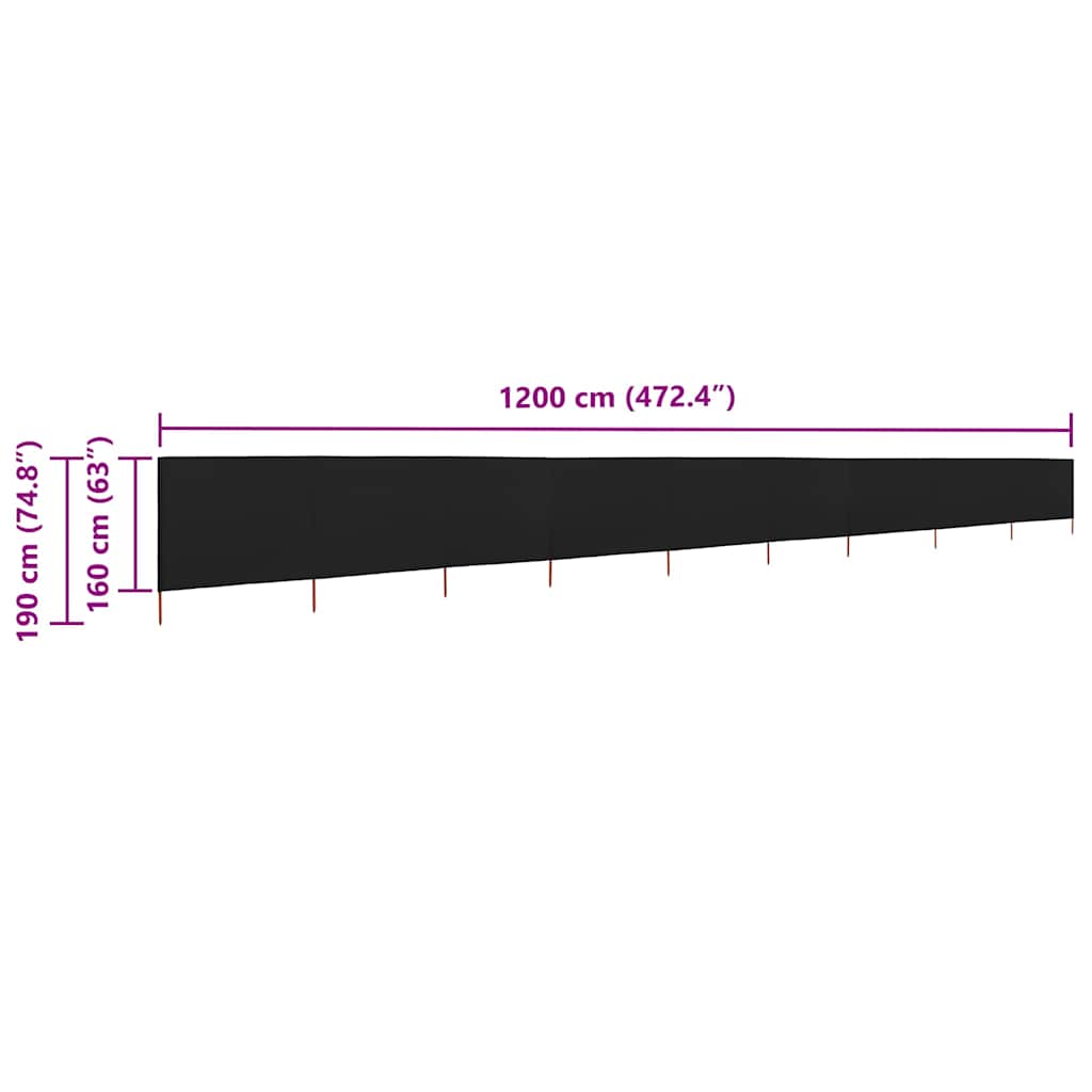 Wind Screen | Black | Non-woven fabric, Wood | Extra Long | Foldable