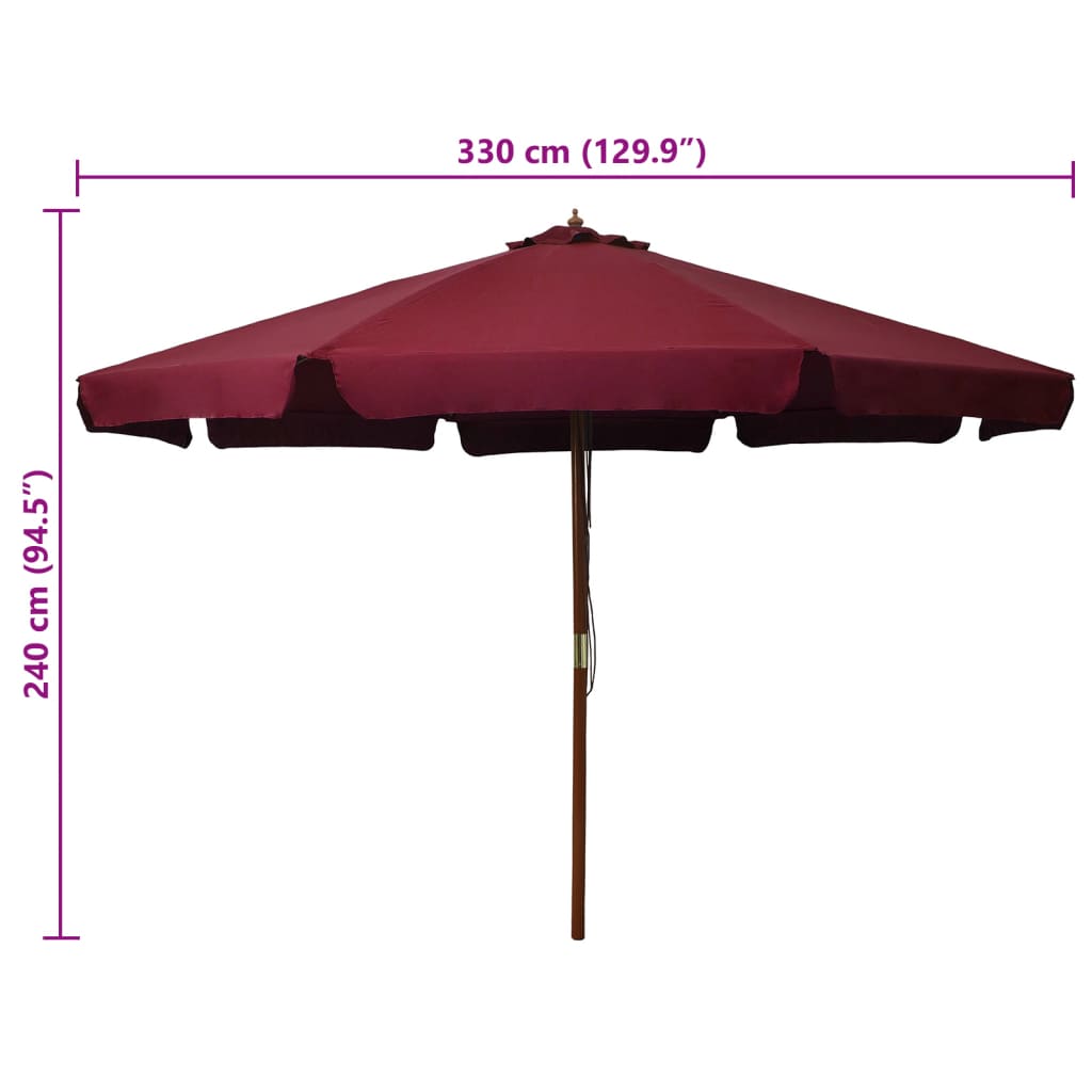 Garden Parasol | Burgundy | Polyester, Laminated bamboo, Hardwood | Large