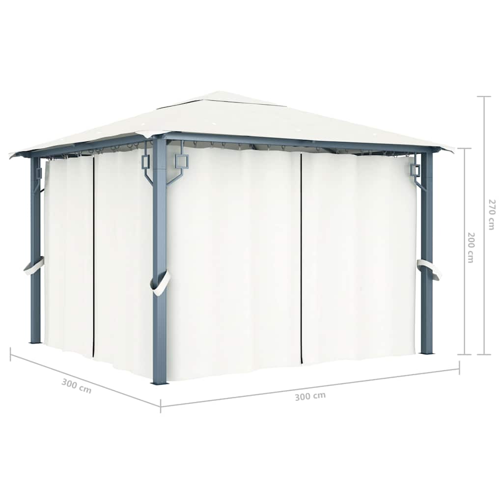 48042 vidaXL Gazebo with Curtain 300x300 cm Cream Aluminium