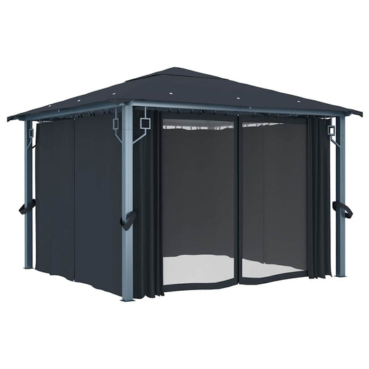 48043 vidaXL Gazebo with Curtain 300x300 cm Anthracite Aluminium 48043 vidaXL Gazebo with Curtain 300x300 cm Anthracite Aluminium