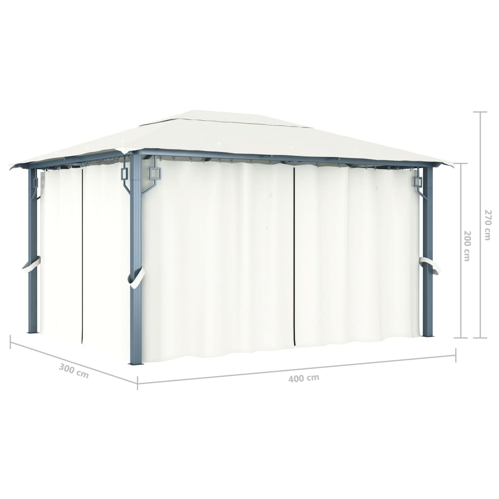 48044 vidaXL Gazebo with Curtain 400 x 300 cm Cream Aluminium