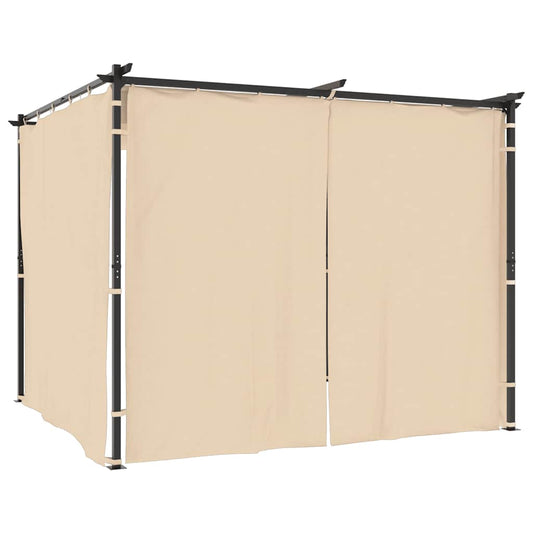 Gazebo with Curtains 3x3 m Cream Steel Gazebo with Curtains 3x3 m Cream Steel