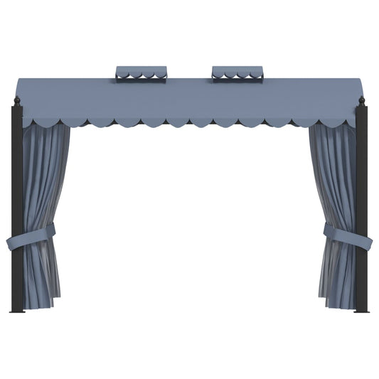 Gazebo with Curtains 3x4 m Anthracite Steel Gazebo with Curtains 3x4 m Anthracite Steel