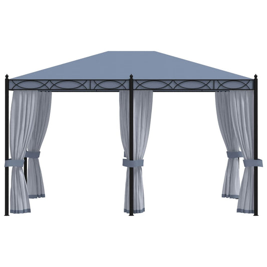 Gazebo with Mesh Screens 3x4 m Anthracite Steel Gazebo with Mesh Screens 3x4 m Anthracite Steel