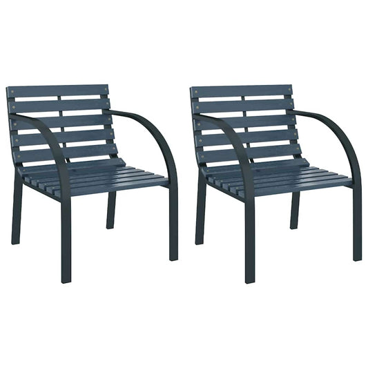 47938 vidaXL Garden Chairs 2 pcs Grey Wood 47938 vidaXL Garden Chairs 2 pcs Grey Wood