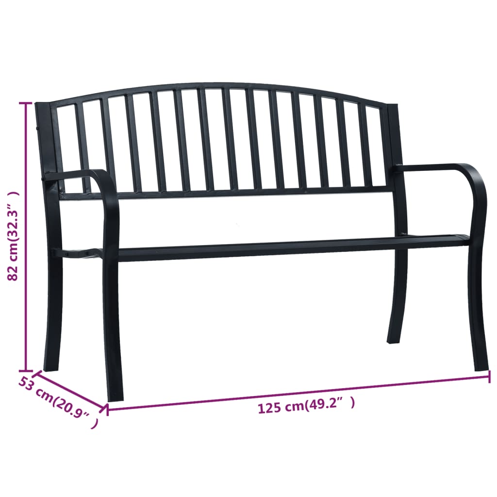 Garden Bench 125 cm Black Steel