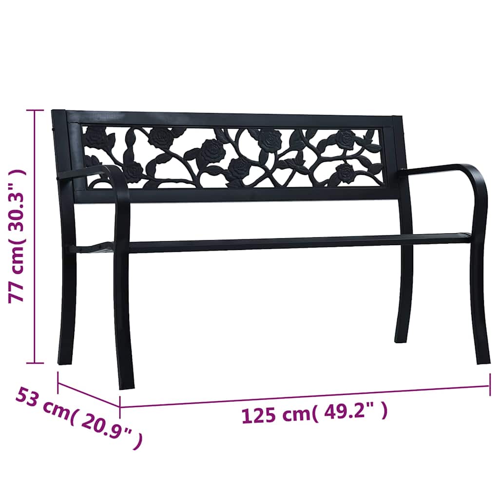 47942 vidaXL Garden Bench 125 cm Black Steel