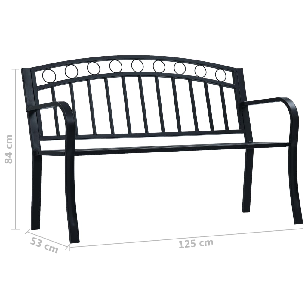 47945 vidaXL Garden Bench 125 cm Black Steel