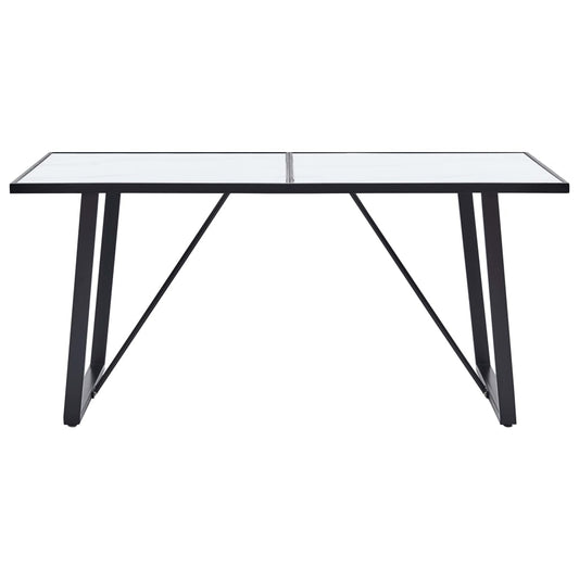 Dining Table | White with marble pattern, Black frame Dining Table | White with marble pattern, Black frame