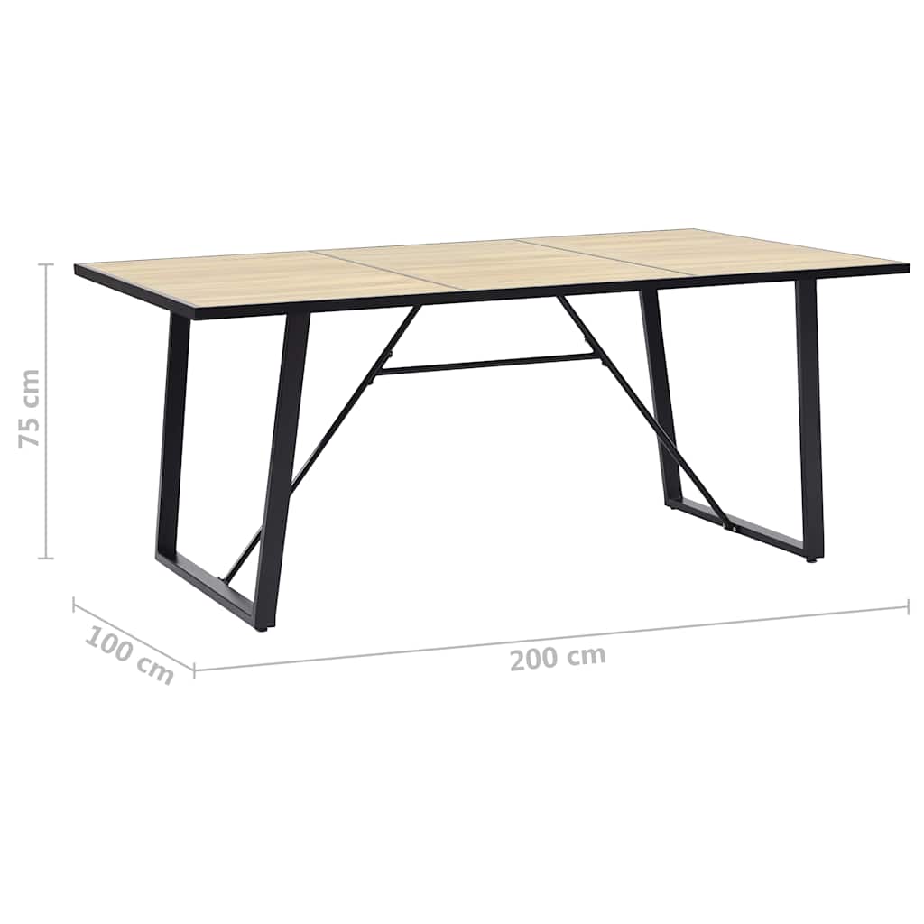 281564 vidaXL Dining Table Oak 200x100x75 cm MDF