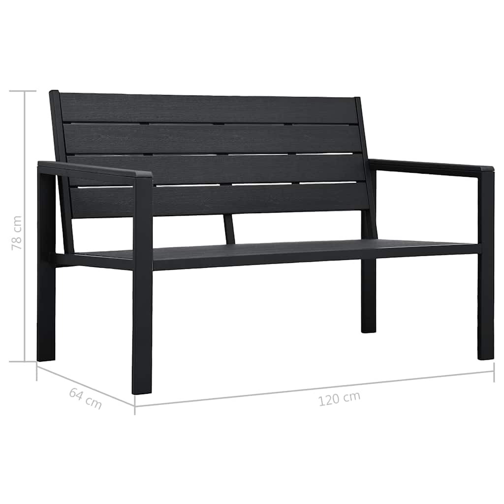 47878 vidaXL Garden Bench 120 cm HDPE Black Wood Look