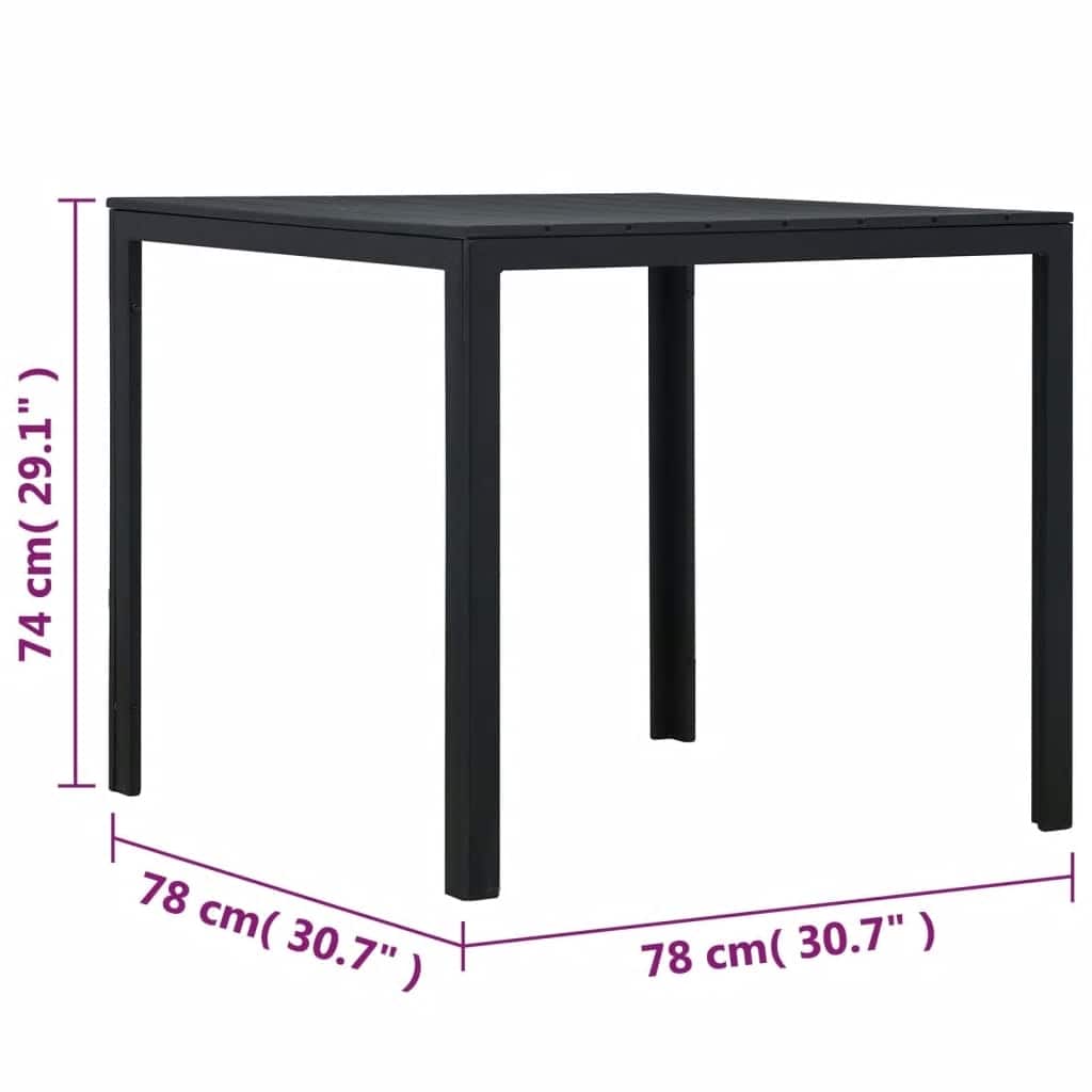 Coffee Table Black 78x78x74 cm HDPE Wood Look