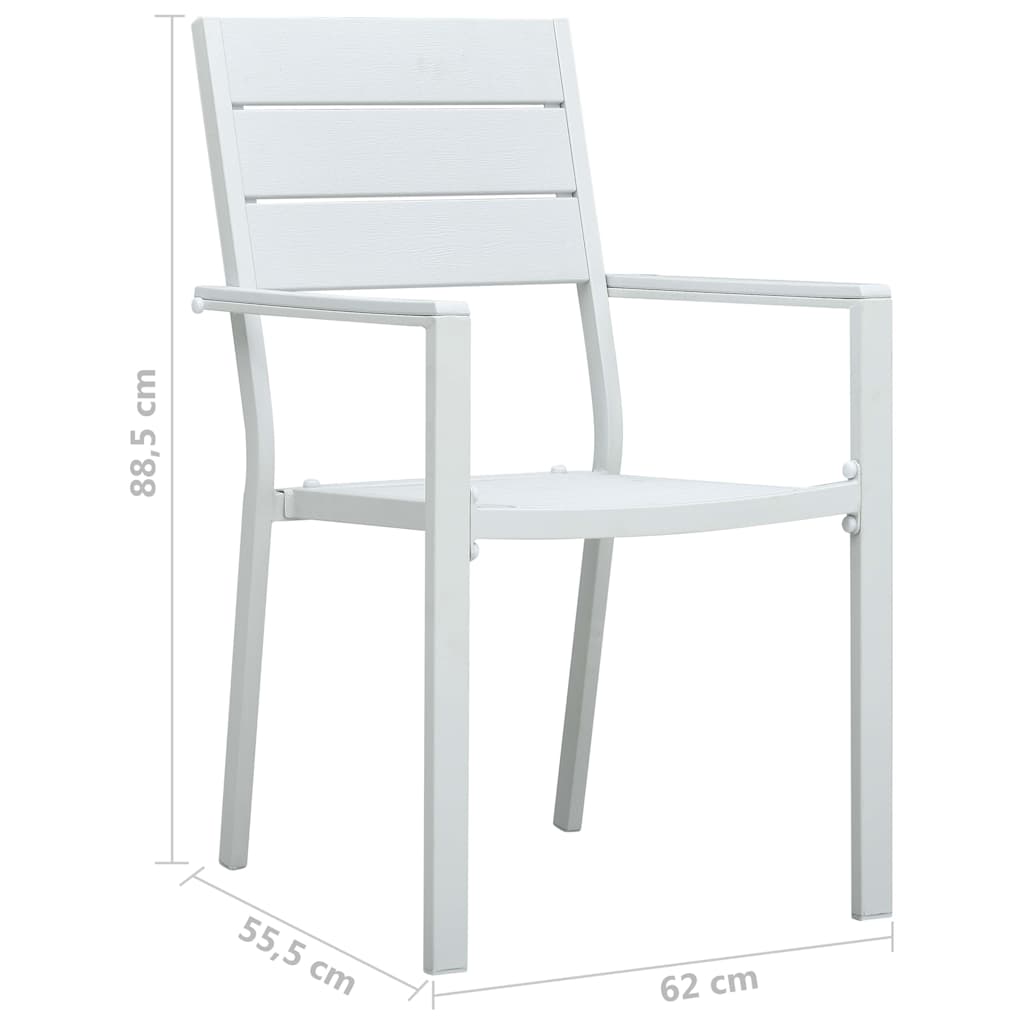 47884 vidaXL Garden Chairs 4 pcs White HDPE Wood Look