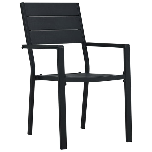 Garden Chairs 2 pcs Black HDPE Wood Look Garden Chairs 2 pcs Black HDPE Wood Look