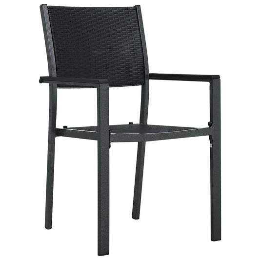 Garden Chairs 2 pcs Black Plastic Rattan Look Garden Chairs 2 pcs Black Plastic Rattan Look