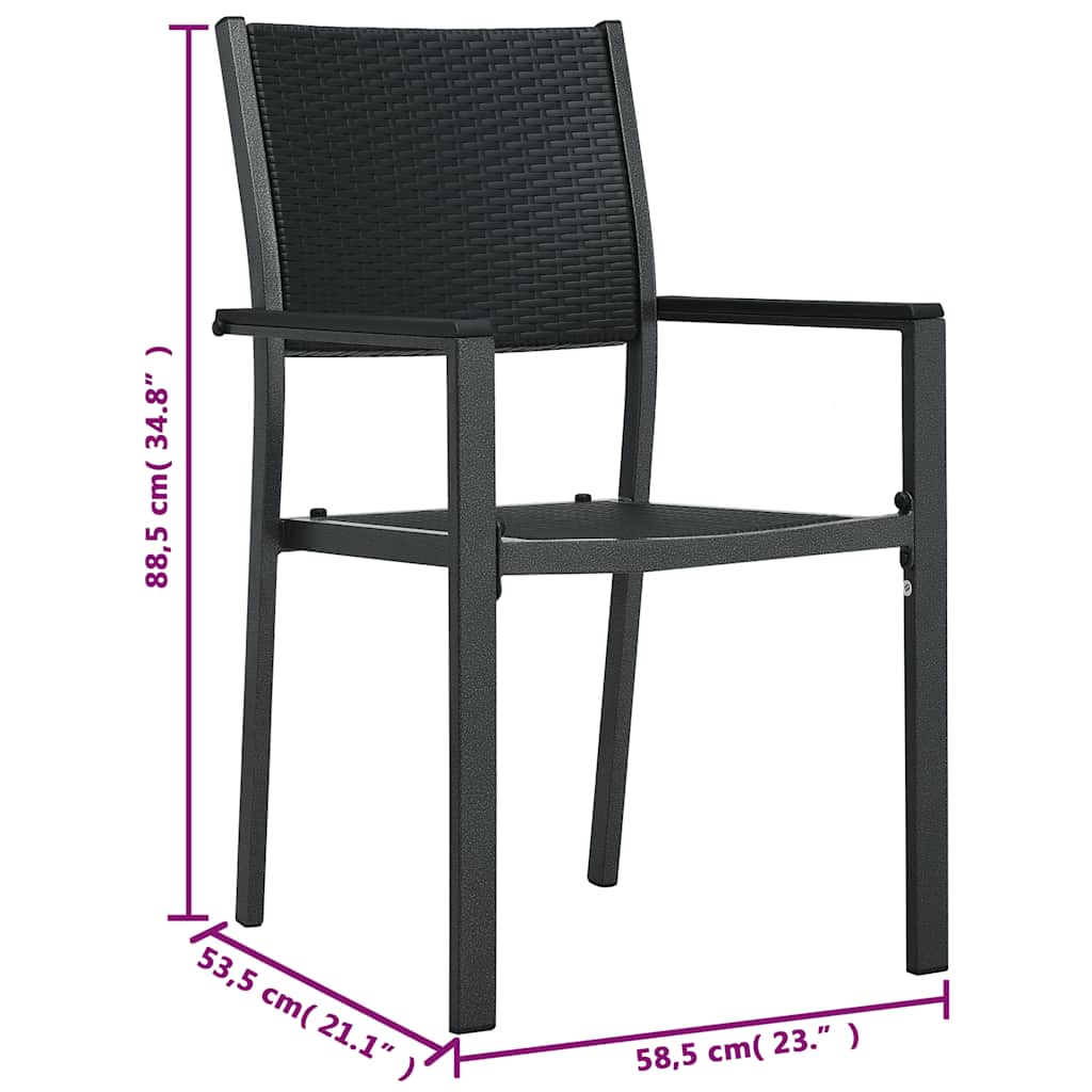 47889 vidaXL Garden Chairs 2 pcs Black Plastic Rattan Look
