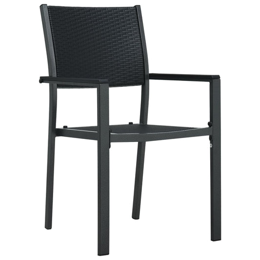 Garden Chairs 4 pcs Black Plastic Rattan Look Garden Chairs 4 pcs Black Plastic Rattan Look