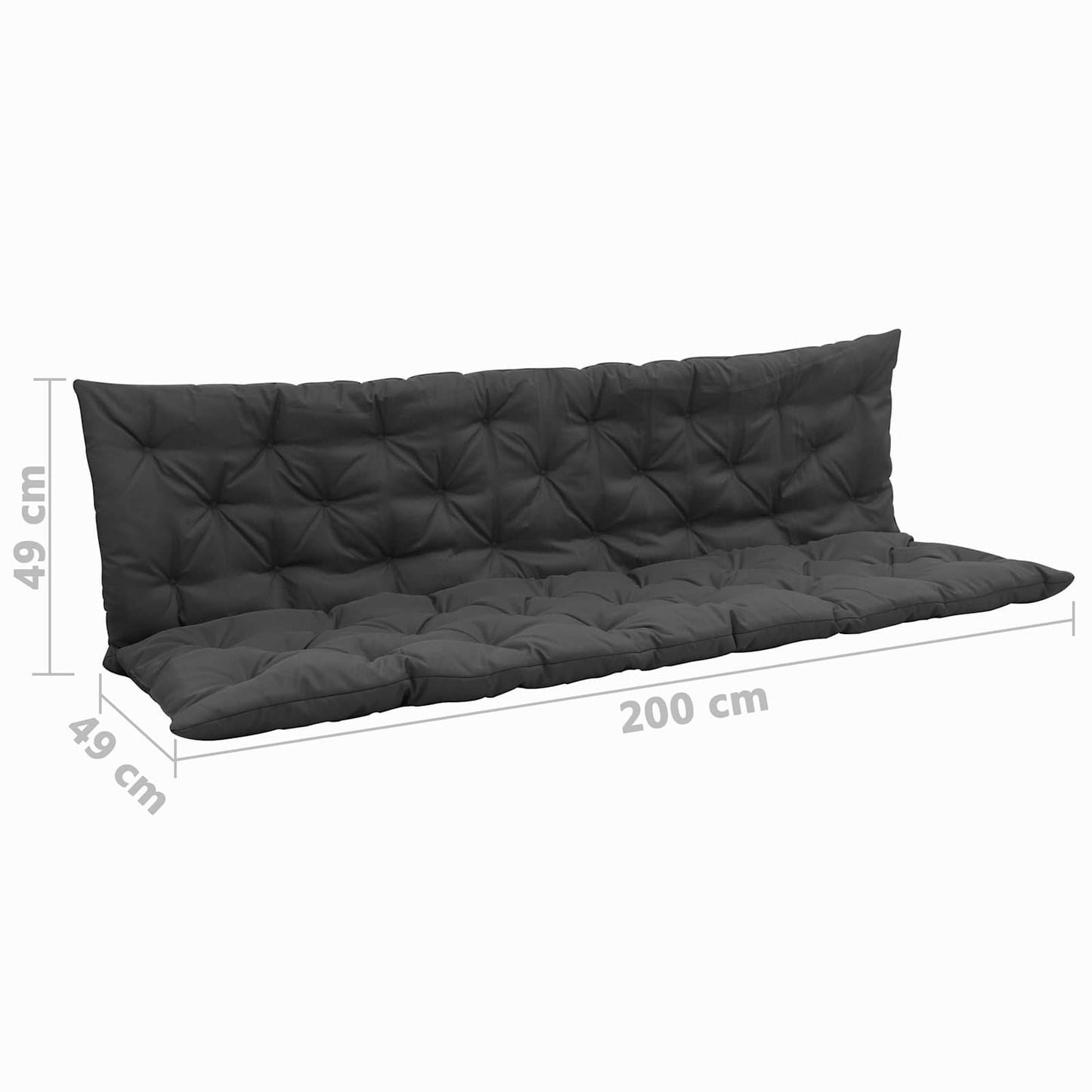 Swing Chair Cushion Anthracite 200 x 49 x 6 cm Polyester