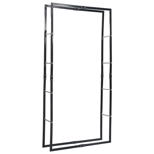 Firewood Rack Black 100x25x200 cm Steel Firewood Rack Black 100x25x200 cm Steel
