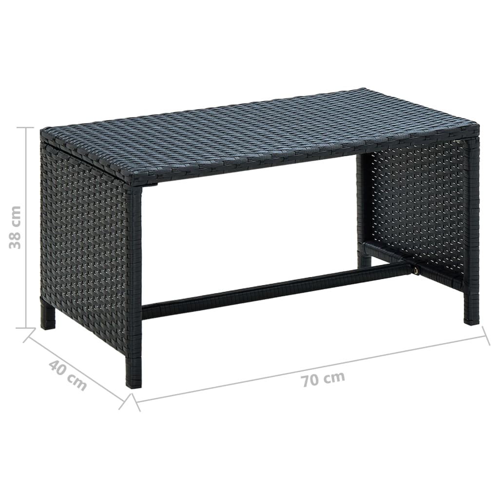 Coffee Table | Black | PE Rattan, powder-coated steel | 70x40x38 cm