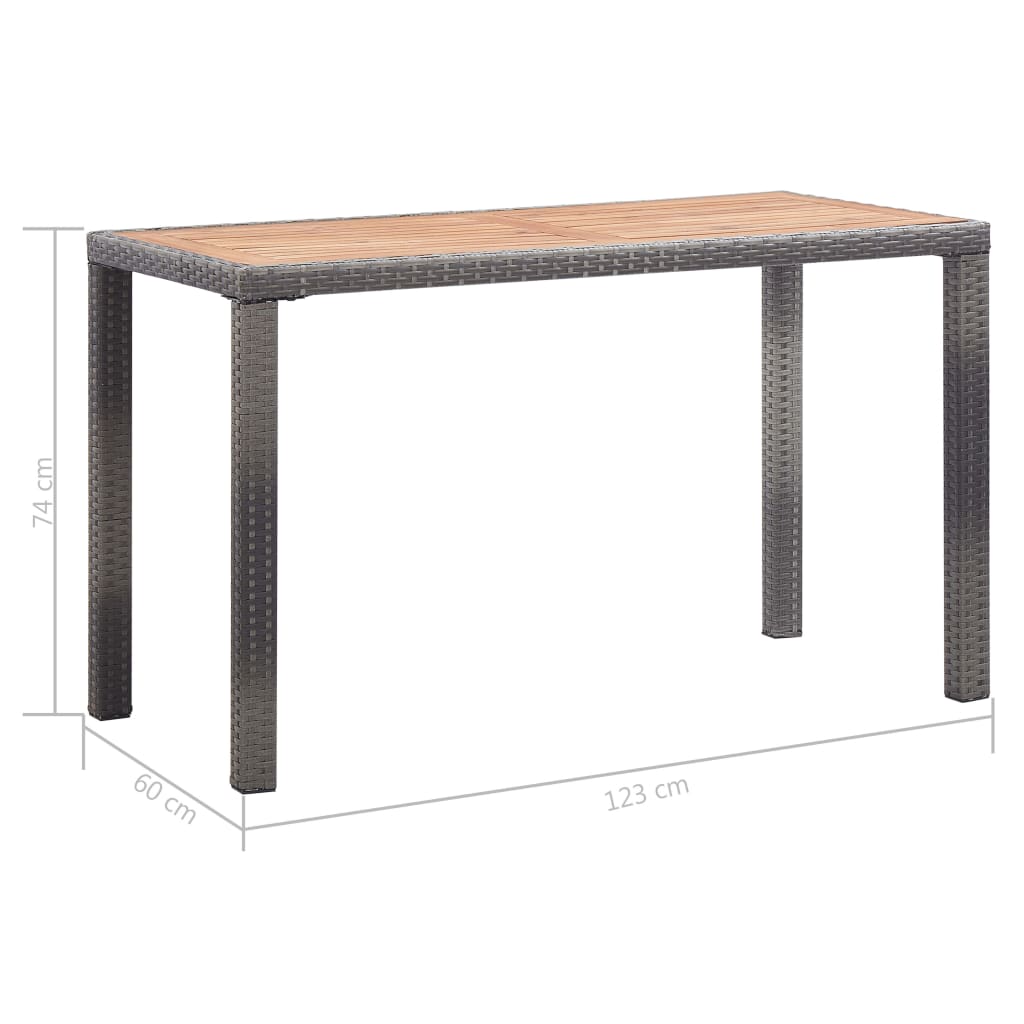 Garden Table Anthracite and Brown 123x60x74cm Solid Acacia Wood