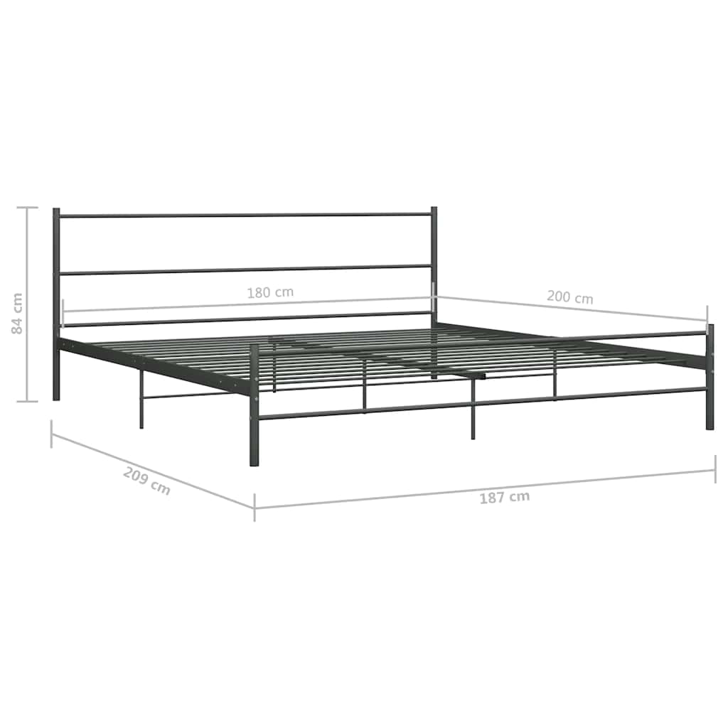 Bed Frame without Mattress Grey Metal 180x200 cm