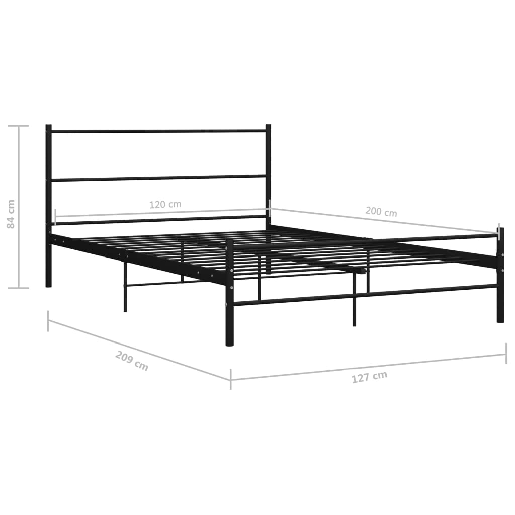 Bed Frame without Mattress Black Metal 120x200 cm