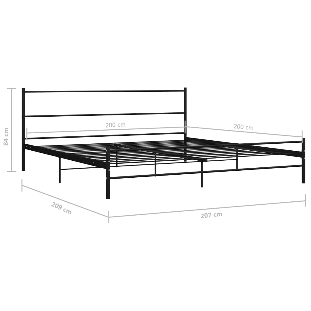 284691 vidaXL Bed Frame without Mattress Black Metal 200x200 cm