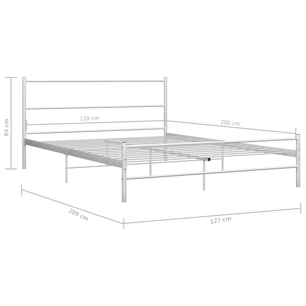 Bed Frame without Mattress White Metal 120x200 cm