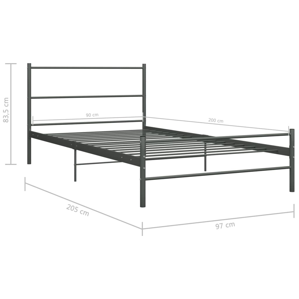 Bed Frame | Grey | Metal | Single | Sturdy | Bed Frame | Rectangular