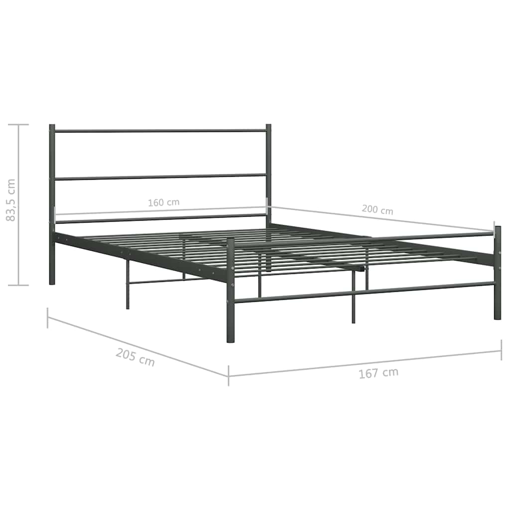 Bed Frame | Grey | Metal | Double | Durable | Bed Frame | Rectangular
