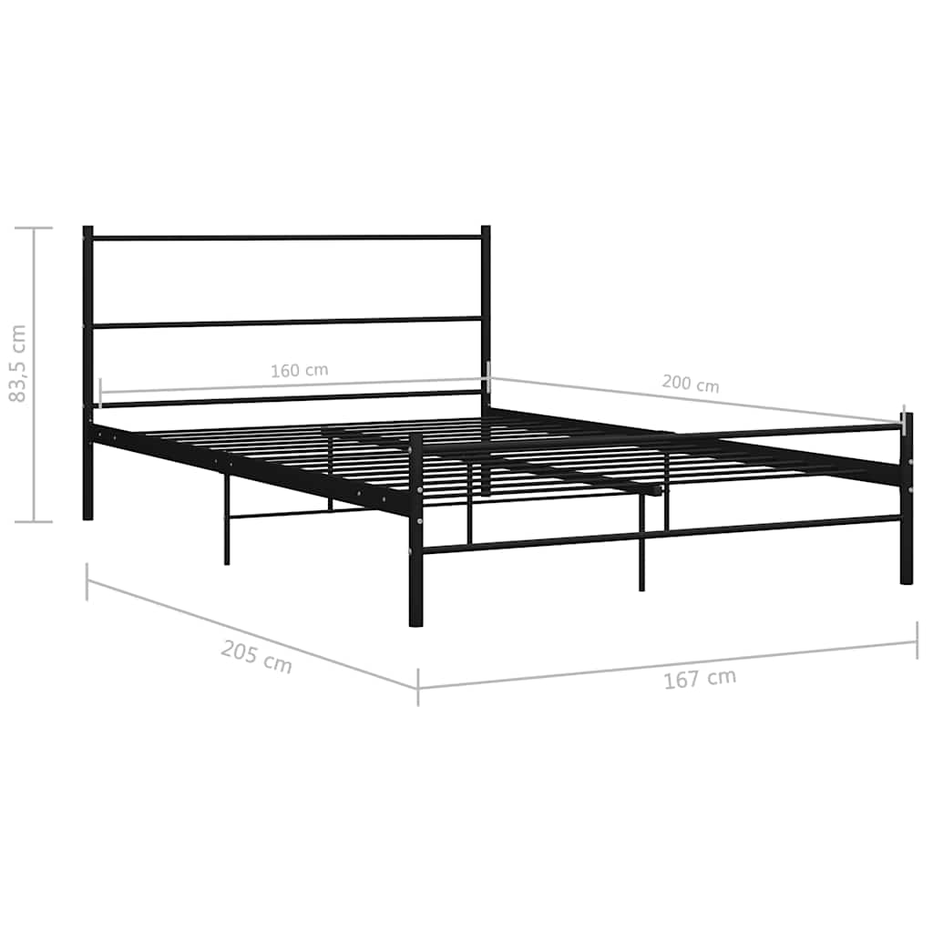 Bed Frame with Headboard without Mattress Black 160x200cm Metal