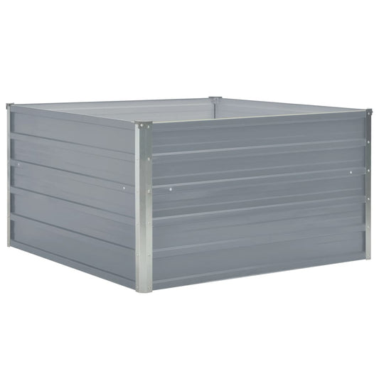 Raised Garden Bed 100x100x45 cm Galvanised Steel Grey Raised Garden Bed 100x100x45 cm Galvanised Steel Grey