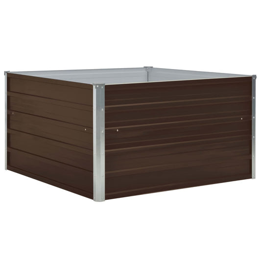 Raised Garden Bed 100x100x45 cm Galvanised Steel Brown Raised Garden Bed 100x100x45 cm Galvanised Steel Brown
