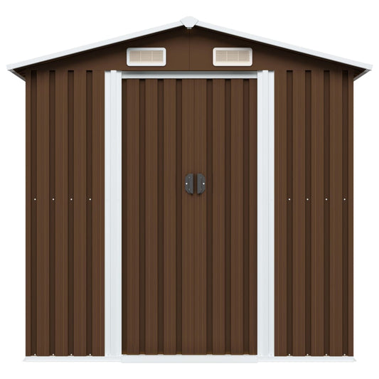 Garden Storage Shed Brown 204x132x186 cm Steel Garden Storage Shed Brown 204x132x186 cm Steel