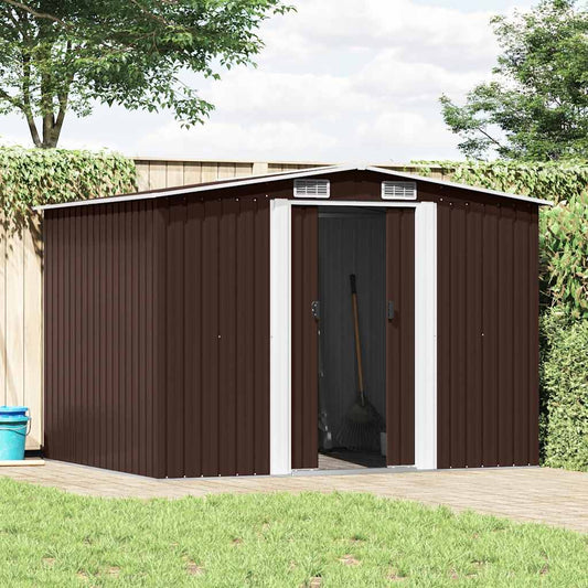 Garden Storage Shed Brown 257x205x178 cm Steel Garden Storage Shed Brown 257x205x178 cm Steel