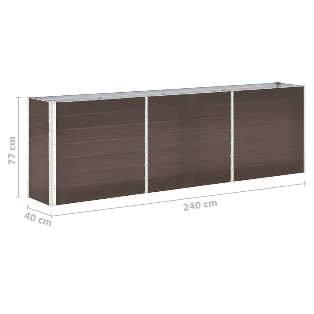 47042 vidaXL Garden Raised Bed Galvanised Steel 240x40x77 cm Brown