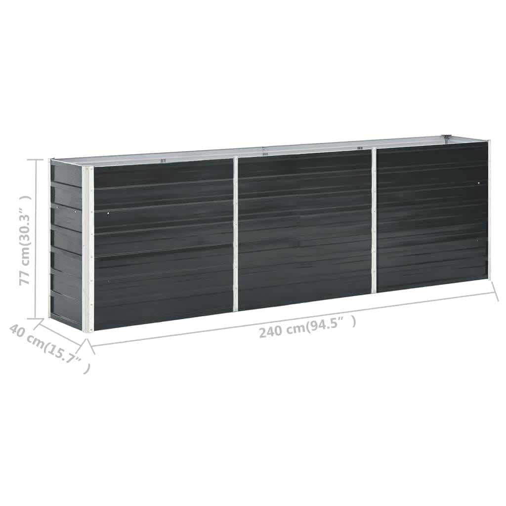47043 vidaXL Garden Raised Bed Galvanised Steel 240x40x77 cm Anthracite