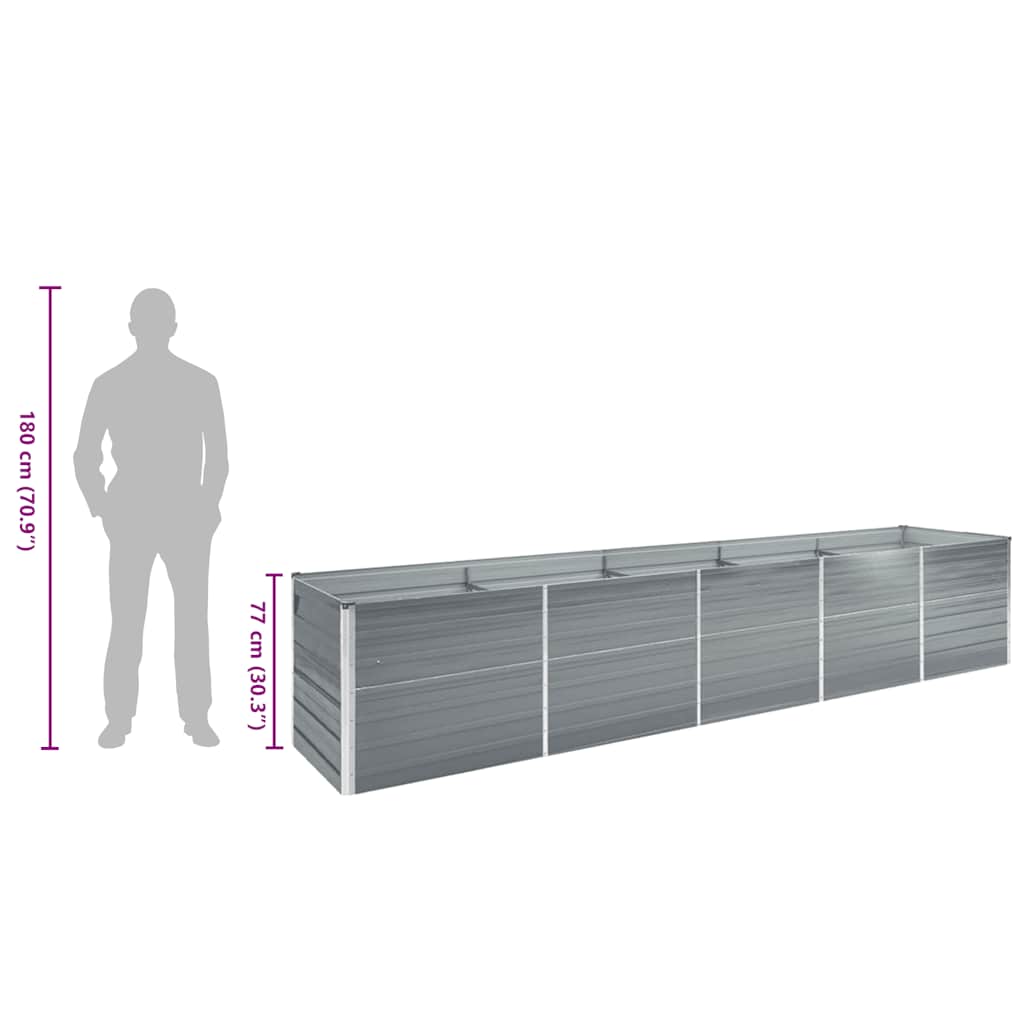 47060 vidaXL Garden Raised Bed Galvanised Steel 400x80x77 cm Grey