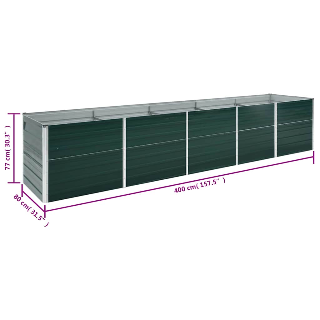 47061 vidaXL Garden Raised Bed Galvanised Steel 400x80x77 cm Green