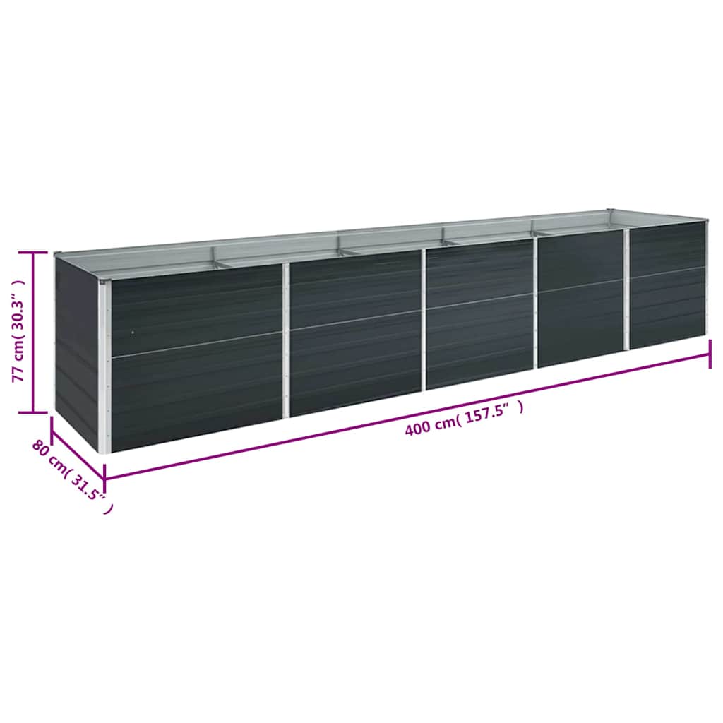 47063 vidaXL Garden Raised Bed Galvanised Steel 400x80x77 cm Anthracite