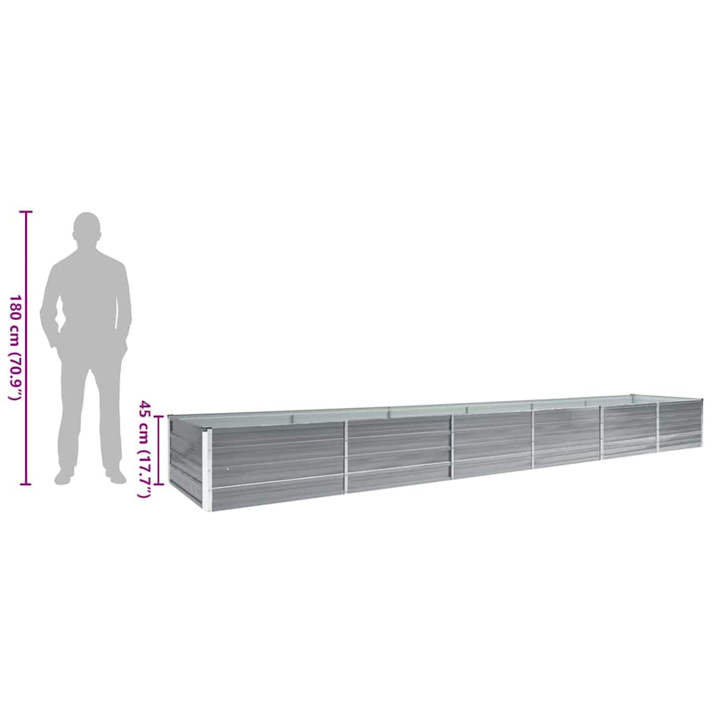 47064 vidaXL Garden Raised Bed Galvanised Steel 480x80x45 cm Grey