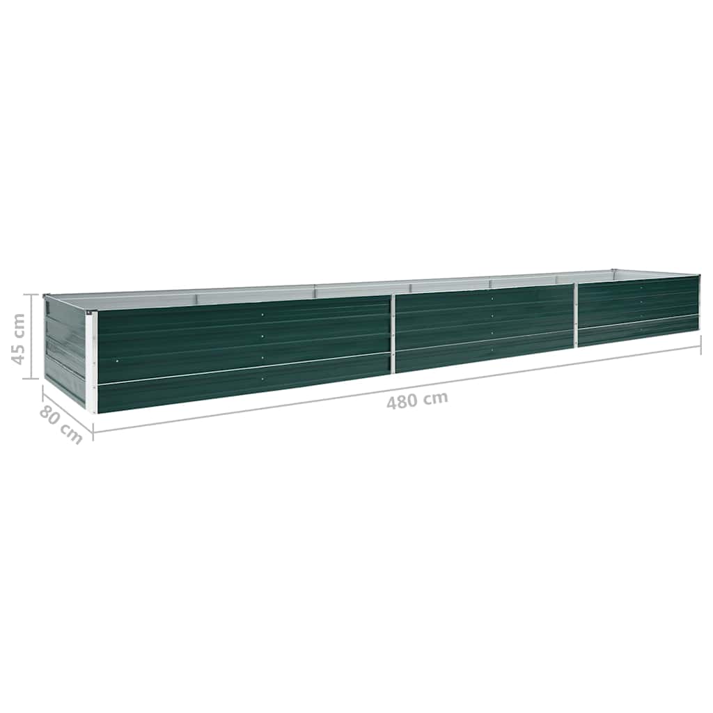 47065 vidaXL Garden Raised Bed Galvanised Steel 480x80x45 cm Green