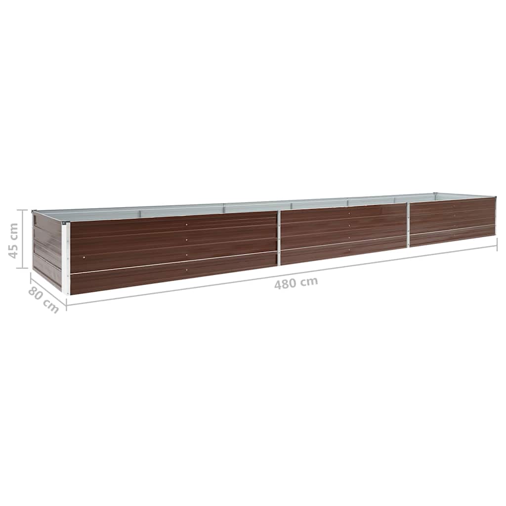 47066 vidaXL Garden Raised Bed Galvanised Steel 480x80x45 cm Brown