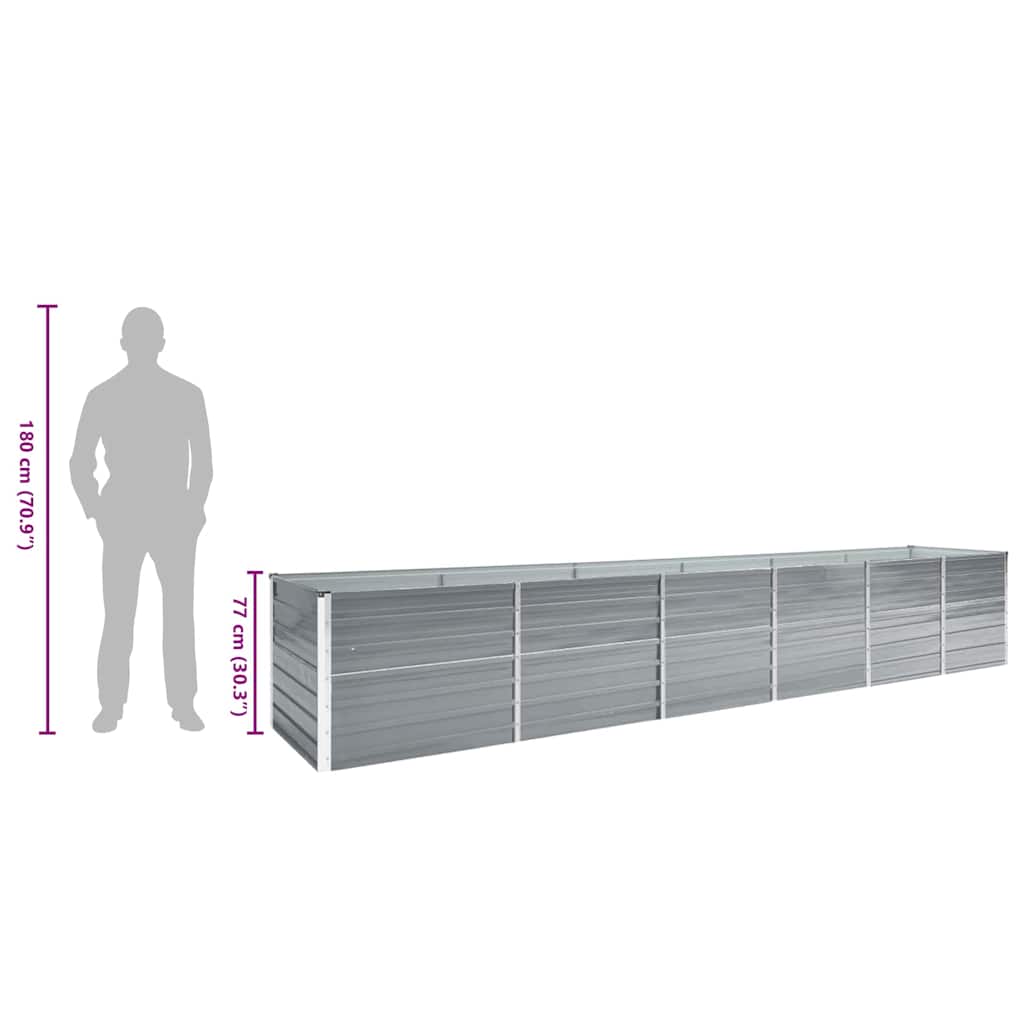 Raised Bed | Grey | Galvanised steel | 480x80x77 cm | Durable