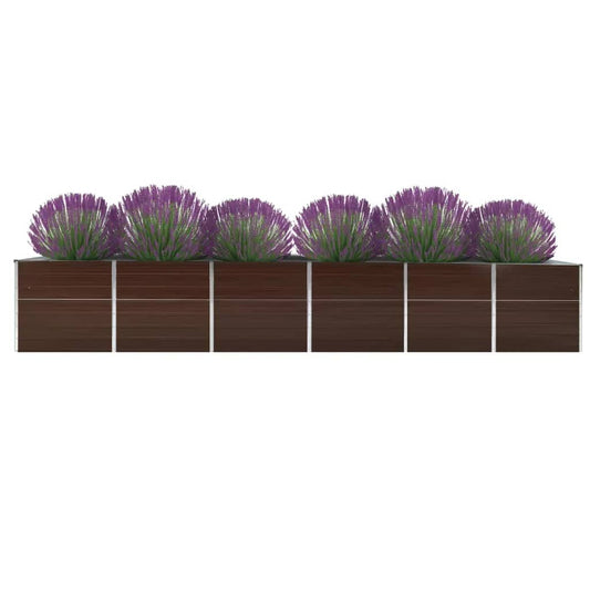 Raised Bed | Brown | Galvanised Steel | 480x80x77 cm | Durable | Planter Raised Bed | Brown | Galvanised Steel | 480x80x77 cm | Durable | Planter