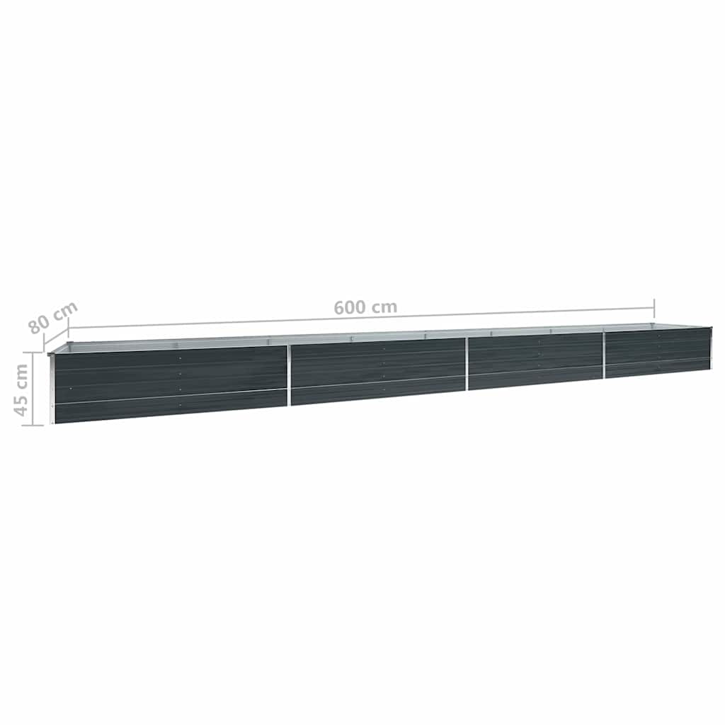 47075 vidaXL Garden Raised Bed Galvanised Steel 600x80x45 cm Anthracite