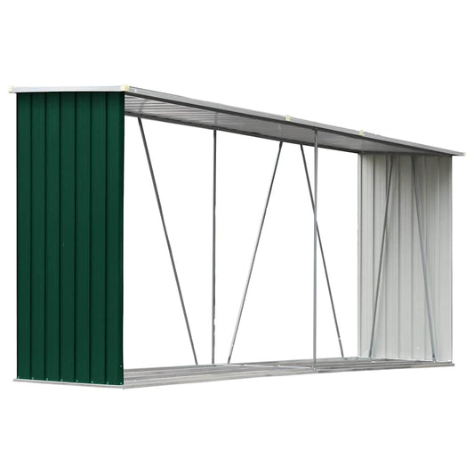 47083 vidaXL Garden Log Storage Shed Galvanised Steel 330x84x152 cm Green 47083 vidaXL Garden Log Storage Shed Galvanised Steel 330x84x152 cm Green